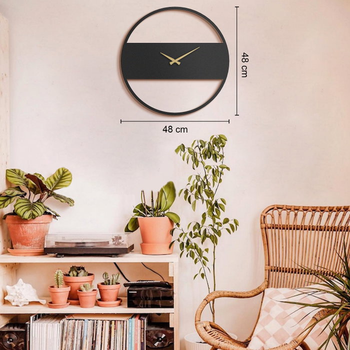 Wallity Stripe Metal Wall Clock - APS103 Negro